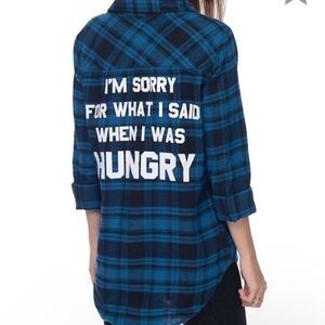 JV Jac Vanek Women’s Sz S Long Sleeve Blue Plaid Graphic Flannel Cotton Shirt